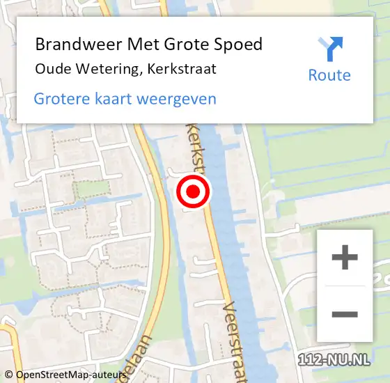 Locatie op kaart van de 112 melding: Brandweer Met Grote Spoed Naar Oude Wetering, Kerkstraat op 7 oktober 2023 10:14