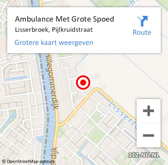 Locatie op kaart van de 112 melding: Ambulance Met Grote Spoed Naar Lisserbroek, Pijlkruidstraat op 7 oktober 2023 10:36