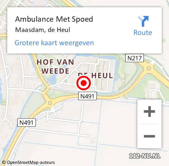 Locatie op kaart van de 112 melding: Ambulance Met Spoed Naar Maasdam, de Heul op 7 oktober 2023 10:53