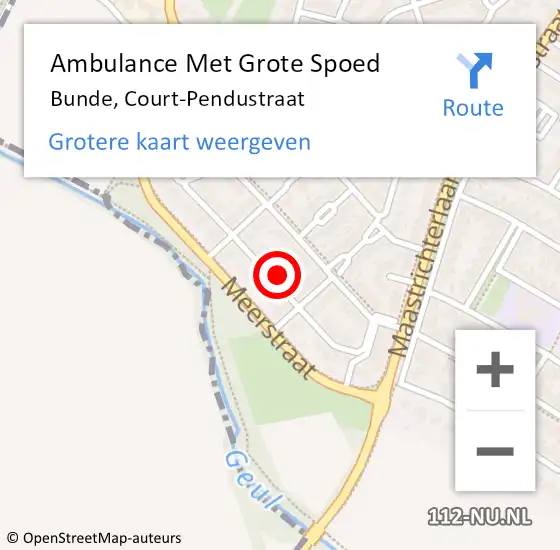 Locatie op kaart van de 112 melding: Ambulance Met Grote Spoed Naar Bunde, Court-Pendustraat op 10 september 2014 19:08