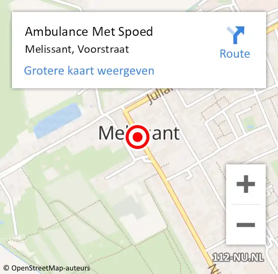 Locatie op kaart van de 112 melding: Ambulance Met Spoed Naar Melissant, Voorstraat op 7 oktober 2023 11:05