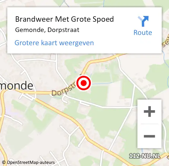 Locatie op kaart van de 112 melding: Brandweer Met Grote Spoed Naar Gemonde, Dorpstraat op 7 oktober 2023 11:10