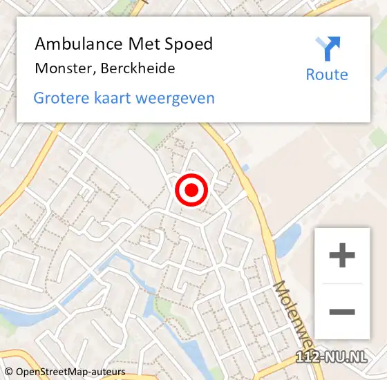 Locatie op kaart van de 112 melding: Ambulance Met Spoed Naar Monster, Berckheide op 7 oktober 2023 11:26