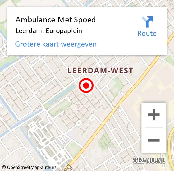 Locatie op kaart van de 112 melding: Ambulance Met Spoed Naar Leerdam, Europaplein op 7 oktober 2023 11:46