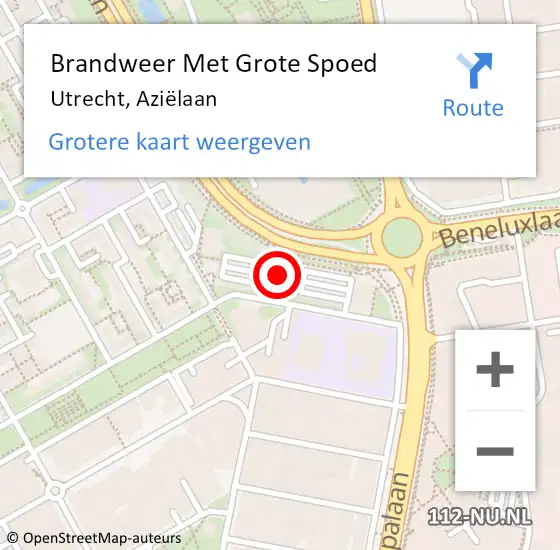 Locatie op kaart van de 112 melding: Brandweer Met Grote Spoed Naar Utrecht, Aziëlaan op 7 oktober 2023 11:50