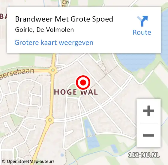 Locatie op kaart van de 112 melding: Brandweer Met Grote Spoed Naar Goirle, De Volmolen op 7 oktober 2023 12:02