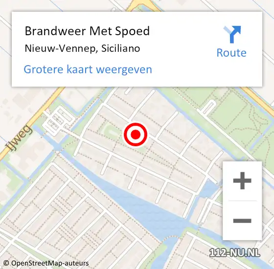 Locatie op kaart van de 112 melding: Brandweer Met Spoed Naar Nieuw-Vennep, Siciliano op 7 oktober 2023 12:16