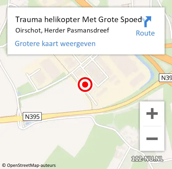 Locatie op kaart van de 112 melding: Trauma helikopter Met Grote Spoed Naar Oirschot, Herder Pasmansdreef op 7 oktober 2023 12:16