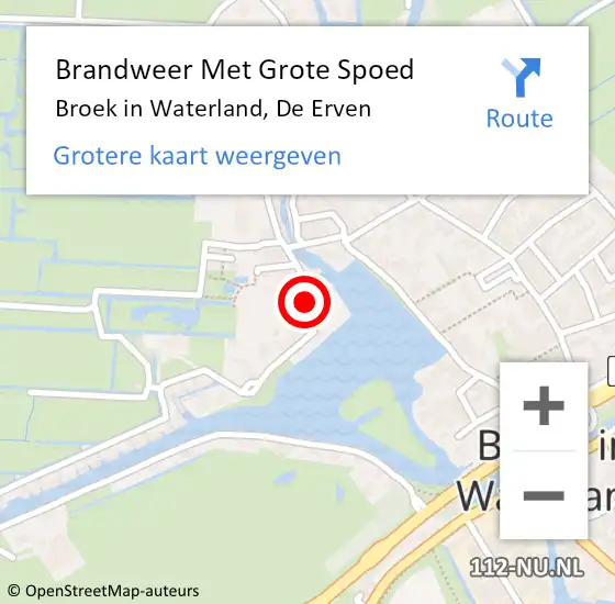 Locatie op kaart van de 112 melding: Brandweer Met Grote Spoed Naar Broek in Waterland, De Erven op 7 oktober 2023 12:51