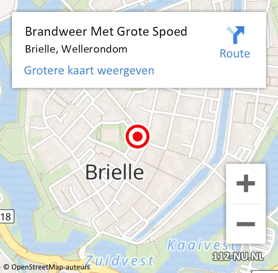 Locatie op kaart van de 112 melding: Brandweer Met Grote Spoed Naar Brielle, Wellerondom op 7 oktober 2023 13:05