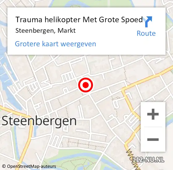 Locatie op kaart van de 112 melding: Trauma helikopter Met Grote Spoed Naar Steenbergen, Markt op 7 oktober 2023 13:09