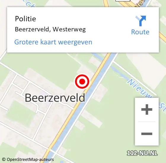 Locatie op kaart van de 112 melding: Politie Beerzerveld, Westerweg op 7 oktober 2023 13:43