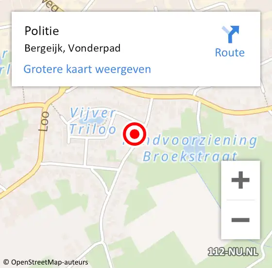 Locatie op kaart van de 112 melding: Politie Bergeijk, Vonderpad op 7 oktober 2023 13:58