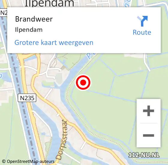 Locatie op kaart van de 112 melding: Brandweer Ilpendam op 7 oktober 2023 14:06