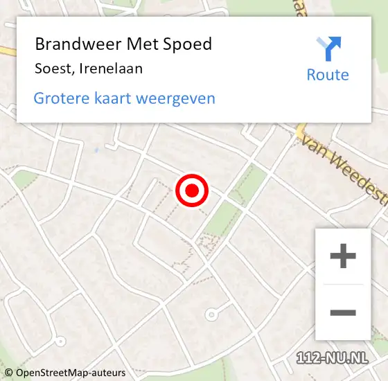 Locatie op kaart van de 112 melding: Brandweer Met Spoed Naar Soest, Irenelaan op 7 oktober 2023 14:09
