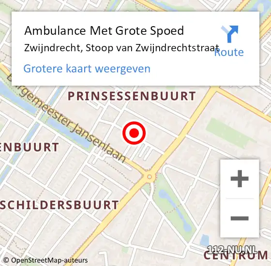 Locatie op kaart van de 112 melding: Ambulance Met Grote Spoed Naar Zwijndrecht, Stoop van Zwijndrechtstraat op 7 oktober 2023 14:18