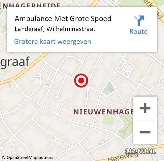 Locatie op kaart van de 112 melding: Ambulance Met Grote Spoed Naar Landgraaf, Wilhelminastraat op 10 september 2014 19:40