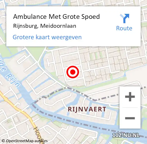 Locatie op kaart van de 112 melding: Ambulance Met Grote Spoed Naar Rijnsburg, Meidoornlaan op 7 oktober 2023 14:30