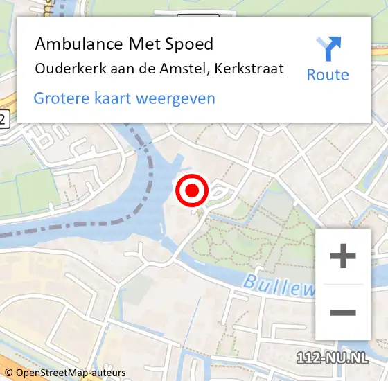 Locatie op kaart van de 112 melding: Ambulance Met Spoed Naar Ouderkerk aan de Amstel, Kerkstraat op 7 oktober 2023 14:40