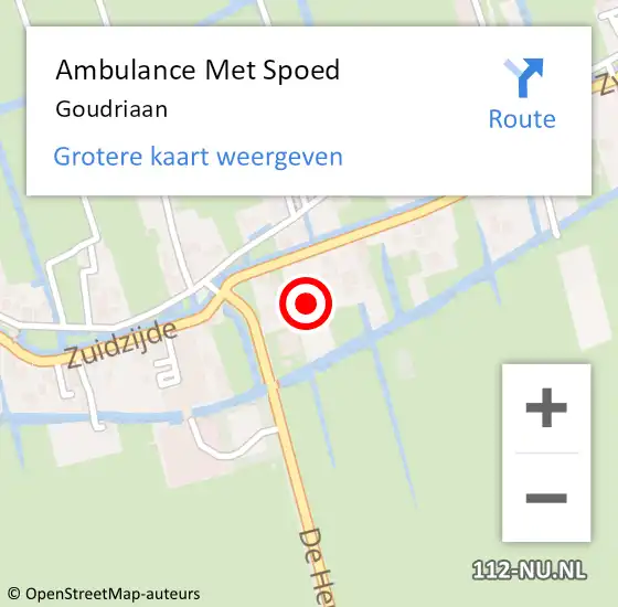 Locatie op kaart van de 112 melding: Ambulance Met Spoed Naar Goudriaan op 7 oktober 2023 14:57