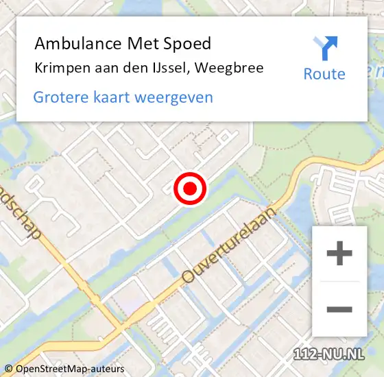 Locatie op kaart van de 112 melding: Ambulance Met Spoed Naar Krimpen aan den IJssel, Weegbree op 7 oktober 2023 14:58