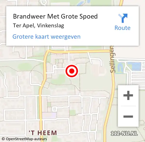 Locatie op kaart van de 112 melding: Brandweer Met Grote Spoed Naar Ter Apel, Vinkenslag op 7 oktober 2023 15:18