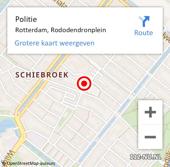 Locatie op kaart van de 112 melding: Politie Rotterdam, Rododendronplein op 7 oktober 2023 15:20