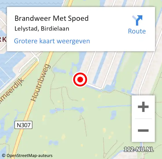 Locatie op kaart van de 112 melding: Brandweer Met Spoed Naar Lelystad, Birdielaan op 7 oktober 2023 15:42