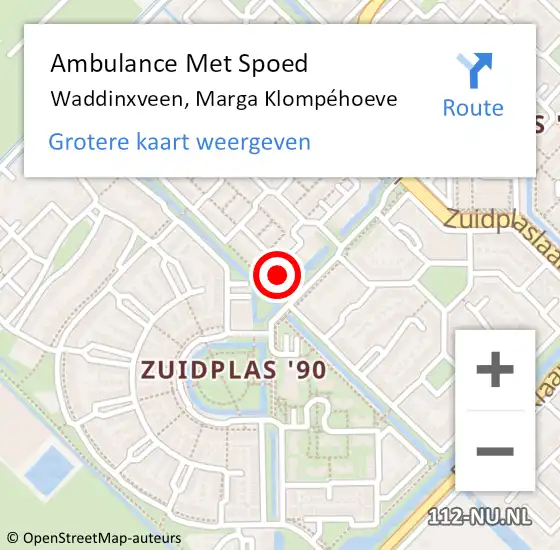 Locatie op kaart van de 112 melding: Ambulance Met Spoed Naar Waddinxveen, Marga Klompéhoeve op 7 oktober 2023 16:11