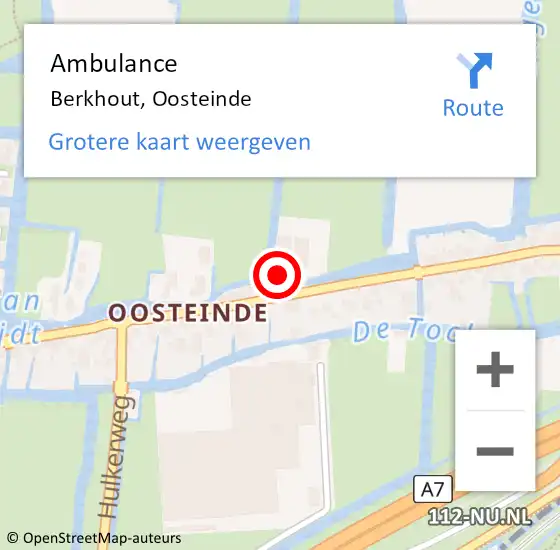 Locatie op kaart van de 112 melding: Ambulance Berkhout, Oosteinde op 7 oktober 2023 16:13