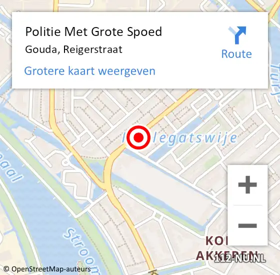 Locatie op kaart van de 112 melding: Politie Met Grote Spoed Naar Gouda, Reigerstraat op 7 oktober 2023 16:16