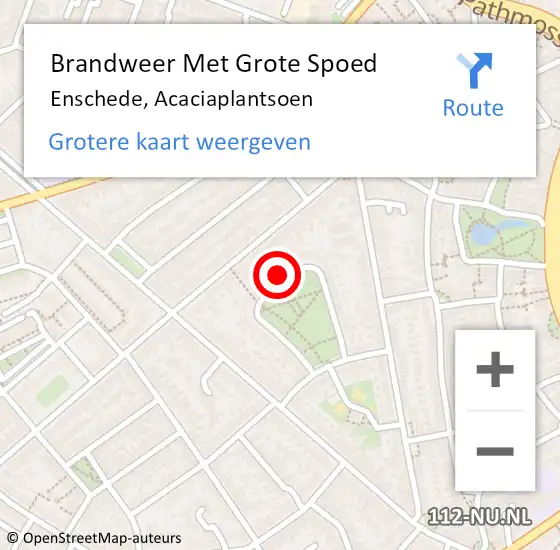 Locatie op kaart van de 112 melding: Brandweer Met Grote Spoed Naar Enschede, Acaciaplantsoen op 7 oktober 2023 16:16