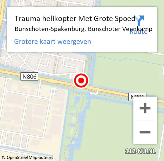 Locatie op kaart van de 112 melding: Trauma helikopter Met Grote Spoed Naar Bunschoten-Spakenburg, Bunschoter Veenkamp op 7 oktober 2023 16:23