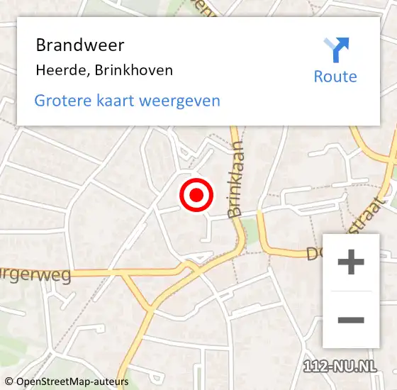 Locatie op kaart van de 112 melding: Brandweer Heerde, Brinkhoven op 7 oktober 2023 16:27