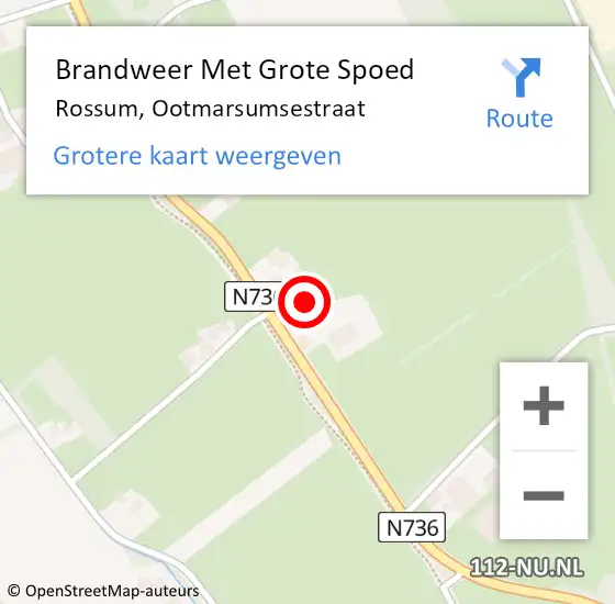 Locatie op kaart van de 112 melding: Brandweer Met Grote Spoed Naar Rossum, Ootmarsumsestraat op 7 oktober 2023 16:41