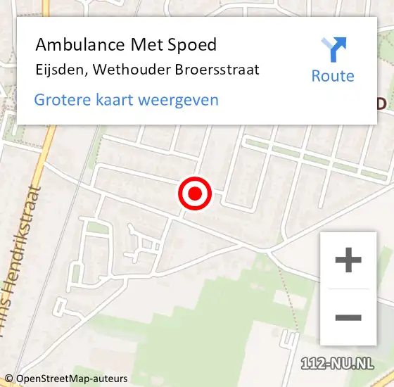 Locatie op kaart van de 112 melding: Ambulance Met Spoed Naar Eijsden, Wethouder Broersstraat op 14 oktober 2013 08:56