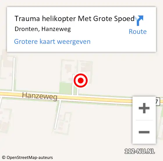 Locatie op kaart van de 112 melding: Trauma helikopter Met Grote Spoed Naar Dronten, Hanzeweg op 7 oktober 2023 17:12