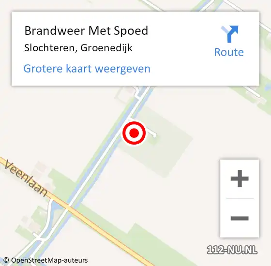 Locatie op kaart van de 112 melding: Brandweer Met Spoed Naar Slochteren, Groenedijk op 7 oktober 2023 17:26