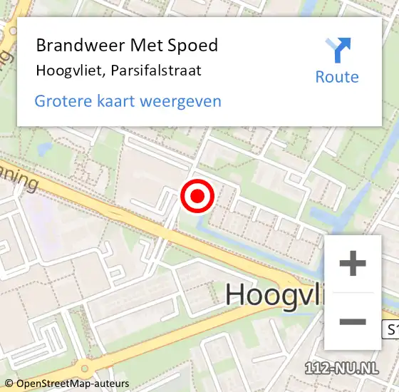 Locatie op kaart van de 112 melding: Brandweer Met Spoed Naar Hoogvliet, Parsifalstraat op 7 oktober 2023 17:34