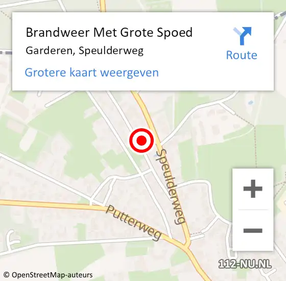 Locatie op kaart van de 112 melding: Brandweer Met Grote Spoed Naar Garderen, Speulderweg op 7 oktober 2023 17:43