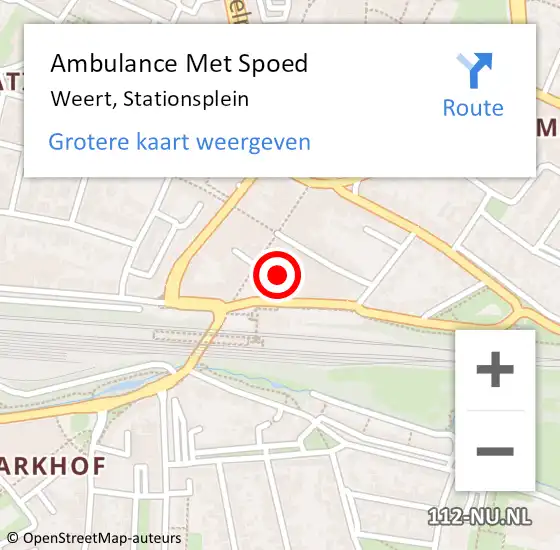 Locatie op kaart van de 112 melding: Ambulance Met Spoed Naar Weert, Stationsplein op 7 oktober 2023 17:55
