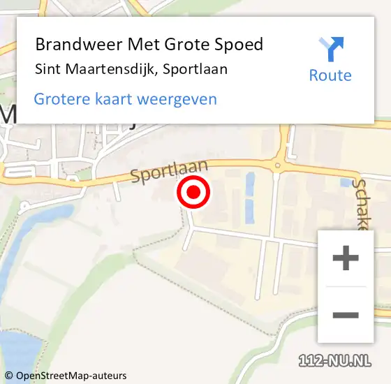 Locatie op kaart van de 112 melding: Brandweer Met Grote Spoed Naar Sint Maartensdijk, Sportlaan op 7 oktober 2023 18:35