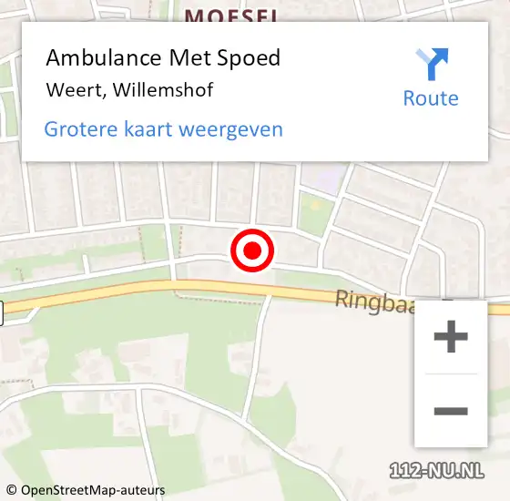 Locatie op kaart van de 112 melding: Ambulance Met Spoed Naar Weert, Willemshof op 7 oktober 2023 18:53