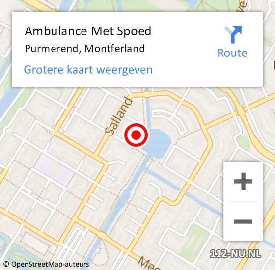 Locatie op kaart van de 112 melding: Ambulance Met Spoed Naar Purmerend, Montferland op 7 oktober 2023 19:10