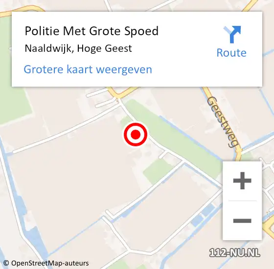 Locatie op kaart van de 112 melding: Politie Met Grote Spoed Naar Naaldwijk, Hoge Geest op 7 oktober 2023 19:10