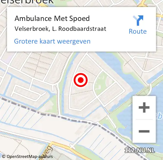 Locatie op kaart van de 112 melding: Ambulance Met Spoed Naar Velserbroek, L. Roodbaardstraat op 7 oktober 2023 19:19
