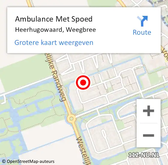 Locatie op kaart van de 112 melding: Ambulance Met Spoed Naar Heerhugowaard, Weegbree op 7 oktober 2023 19:38