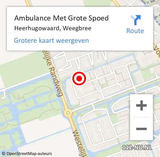 Locatie op kaart van de 112 melding: Ambulance Met Grote Spoed Naar Heerhugowaard, Weegbree op 7 oktober 2023 19:40