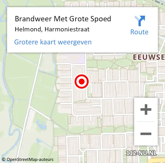 Locatie op kaart van de 112 melding: Brandweer Met Grote Spoed Naar Helmond, Harmoniestraat op 7 oktober 2023 20:11