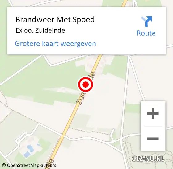 Locatie op kaart van de 112 melding: Brandweer Met Spoed Naar Exloo, Zuideinde op 10 september 2014 20:23